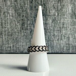 Black Spinel and Sterling Silver Women’s Heart Band